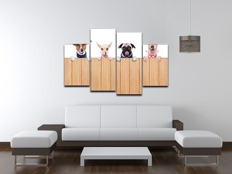 Row of dogs as a group or team 4 Split Panel Canvas - Canvas Art Rocks - 3