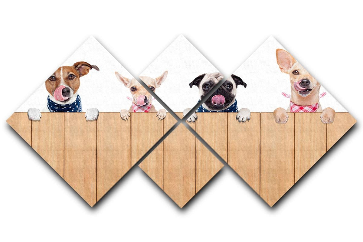 Row of dogs as a group or team 4 Square Multi Panel Canvas - Canvas Art Rocks - 1