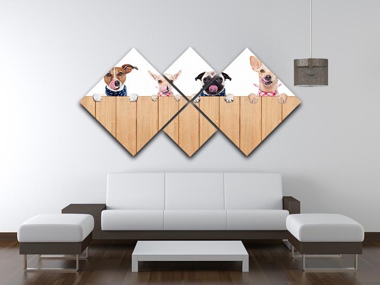 Row of dogs as a group or team 4 Square Multi Panel Canvas - Canvas Art Rocks - 3