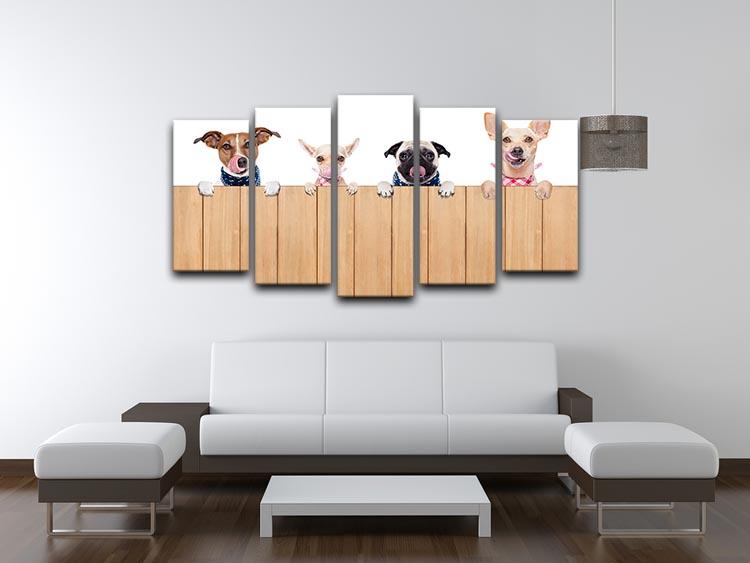 Row of dogs as a group or team 5 Split Panel Canvas - Canvas Art Rocks - 3