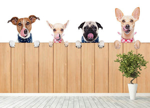 Row of dogs as a group or team Wall Mural Wallpaper - Canvas Art Rocks - 4
