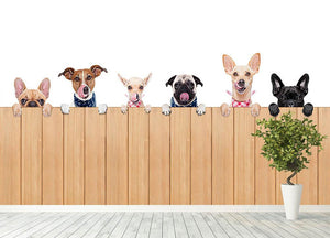 Row of dogs as a group or team all hungry Wall Mural Wallpaper - Canvas Art Rocks - 4