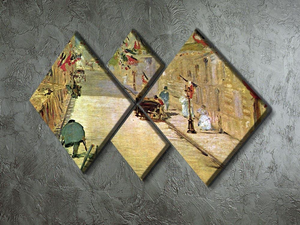 Rue Mosnier with Flags by Manet 4 Square Multi Panel Canvas - Canvas Art Rocks - 2