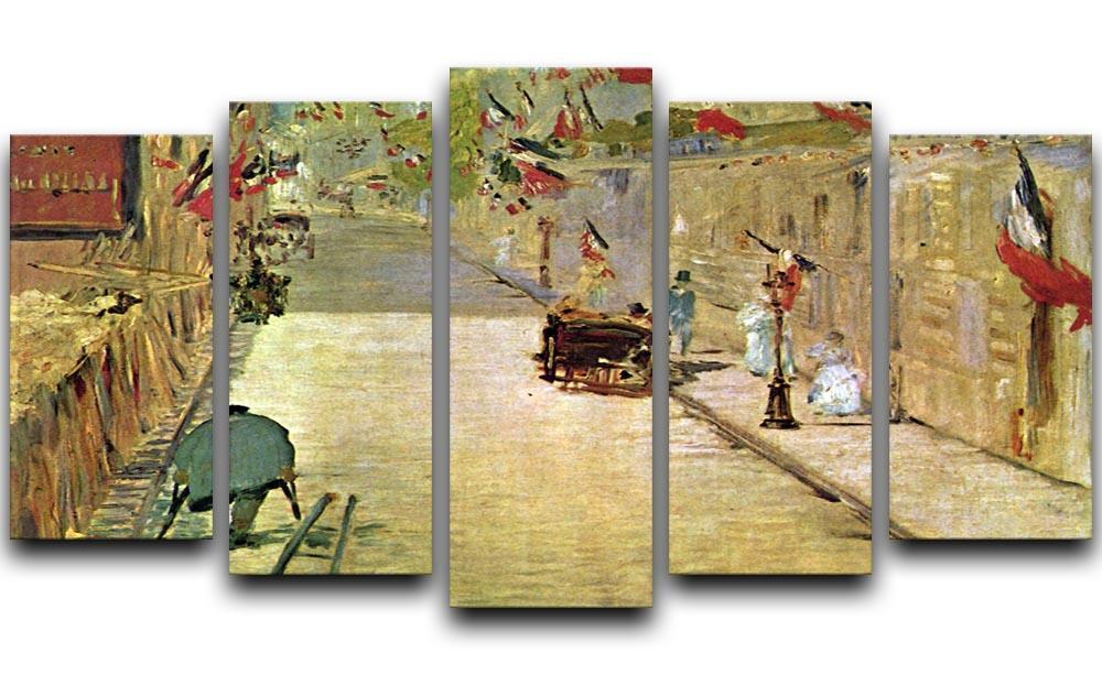 Rue Mosnier with Flags by Manet 5 Split Panel Canvas  - Canvas Art Rocks - 1