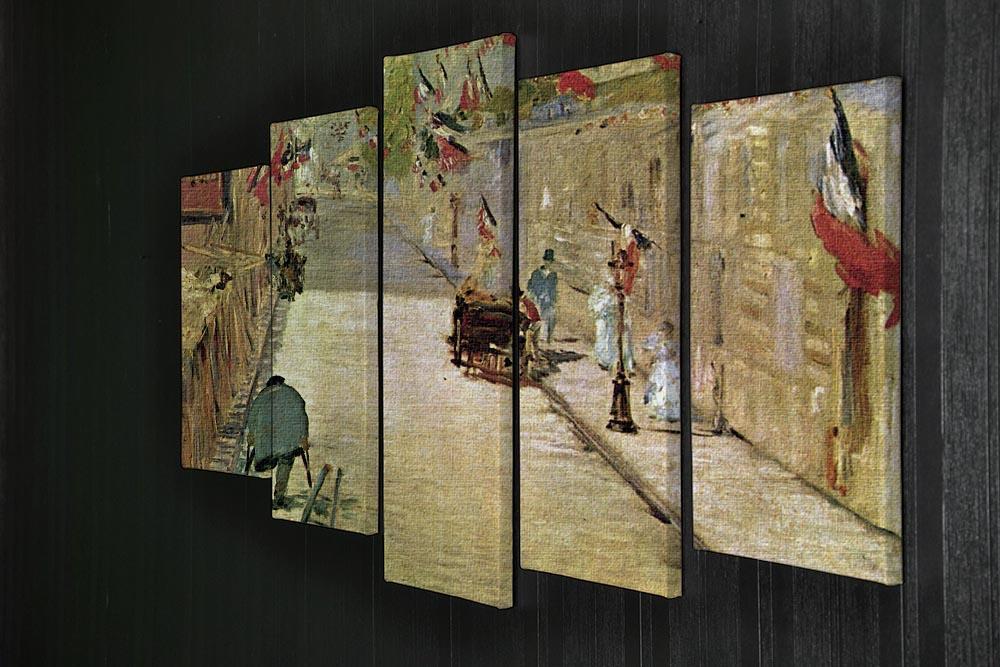 Rue Mosnier with Flags by Manet 5 Split Panel Canvas - Canvas Art Rocks - 2