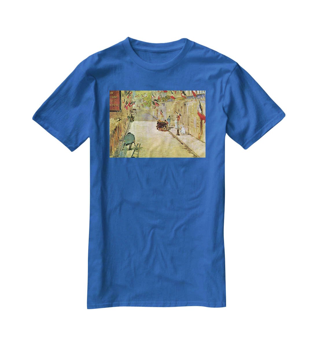 Rue Mosnier with Flags by Manet T-Shirt - Canvas Art Rocks - 2