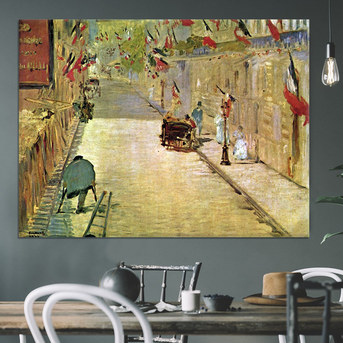 Rue Mosnier with Flags by Manet Canvas Print or Poster