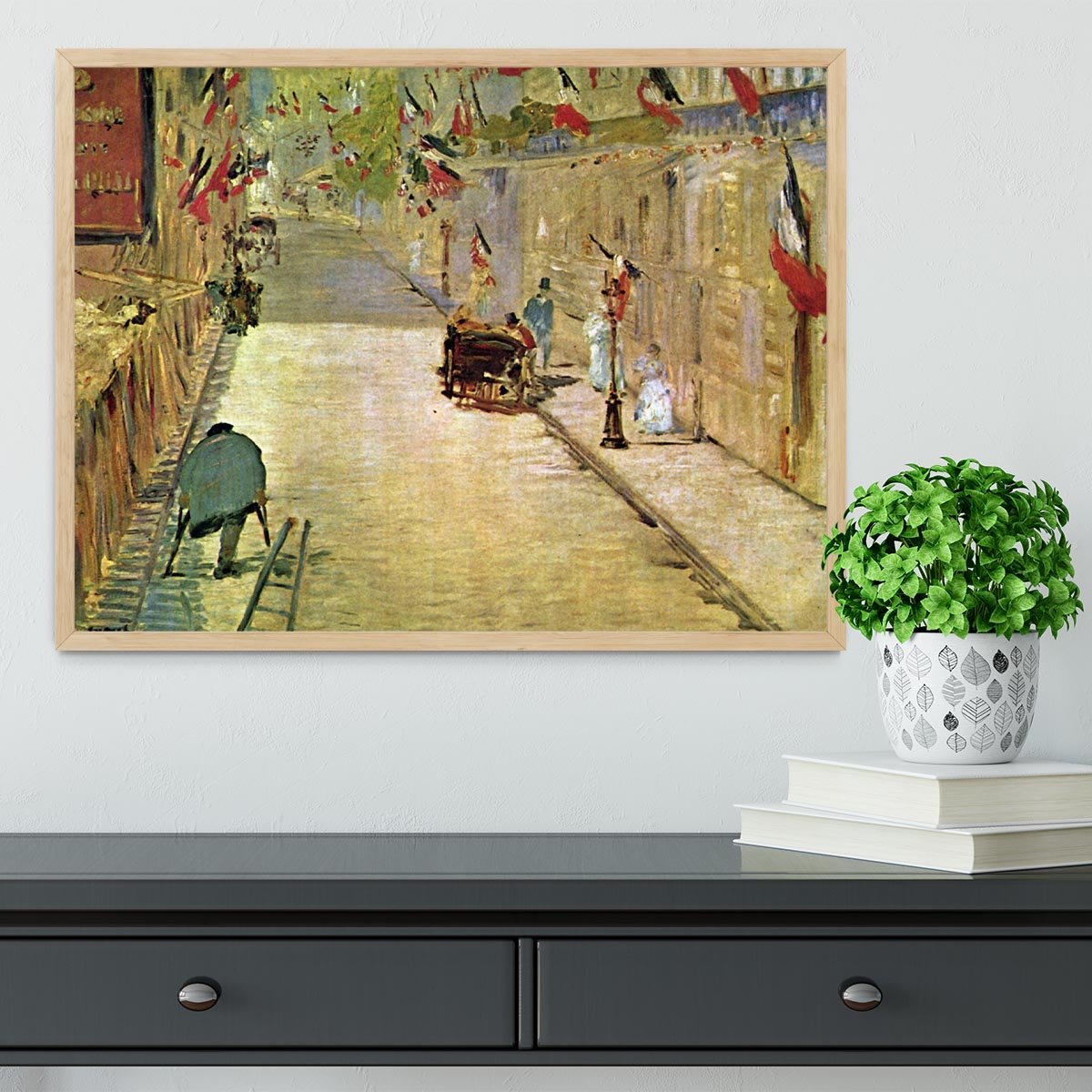 Rue Mosnier with Flags by Manet Framed Print - Canvas Art Rocks - 4