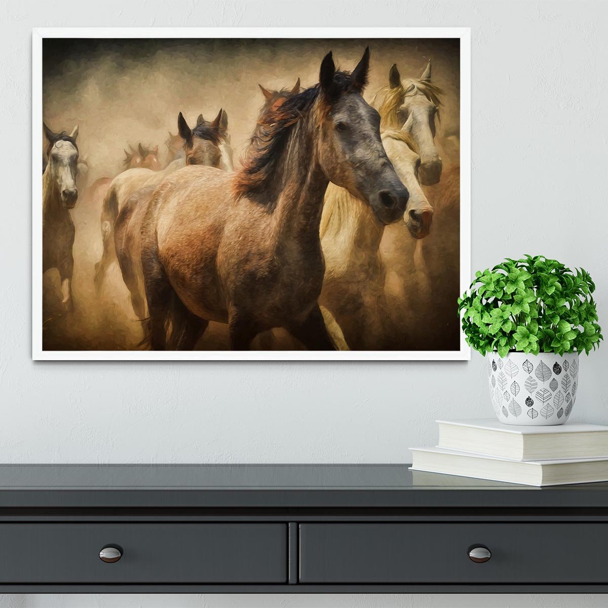 Running Horses Framed Print - Canvas Art Rocks -6