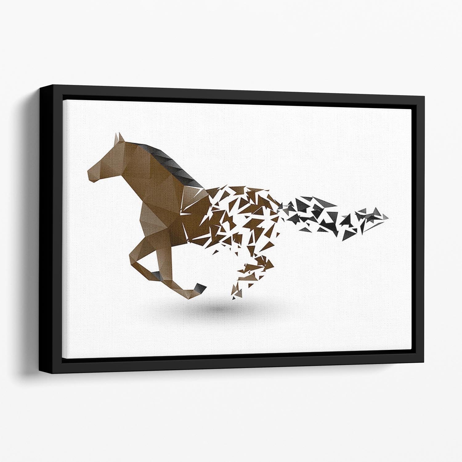 Running horse from the collapsing grounds Floating Framed Canvas - Canvas Art Rocks - 1