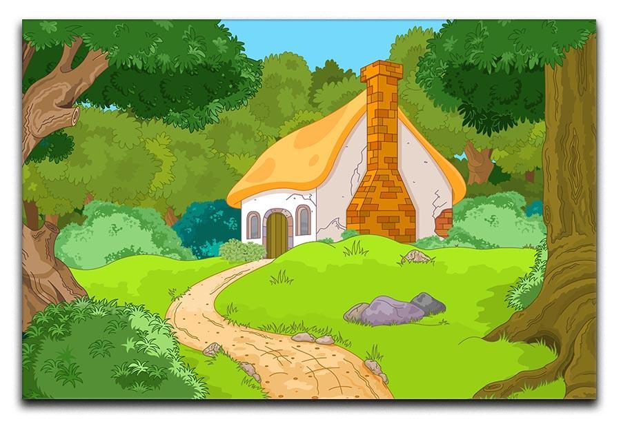 Rural Cartoon Forest Cabin Landscape Canvas Print or Poster  - Canvas Art Rocks - 1