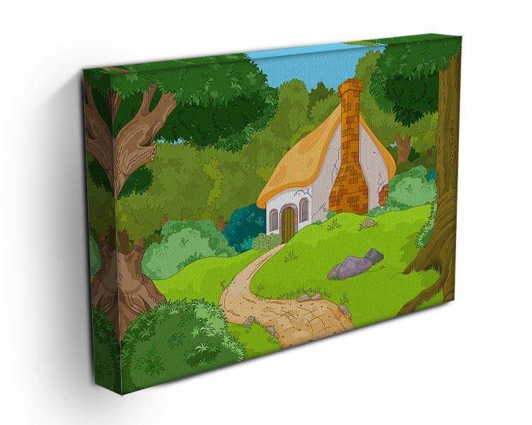 Rural Cartoon Forest Cabin Landscape Canvas Print or Poster - Canvas Art Rocks - 3