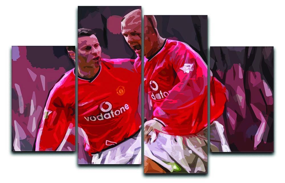 Ryan Giggs and David Beckham 4 Split Panel Canvas  - Canvas Art Rocks - 1