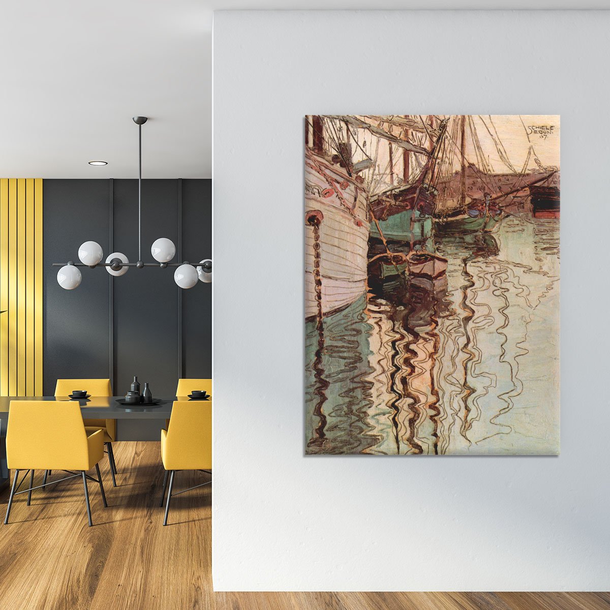 Sailboats in wellenbewegtem water The port of Trieste by Egon Schiele Canvas Print or Poster