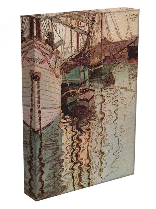 Sailboats in wellenbewegtem water The port of Trieste by Egon Schiele Canvas Print or Poster - Canvas Art Rocks - 3