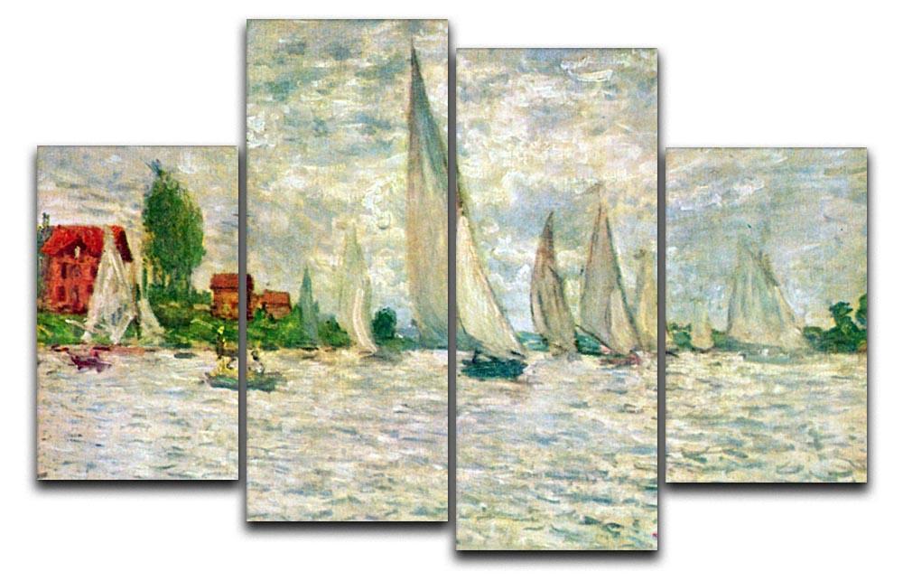 Sailboats regatta in Argenteuil by Monet 4 Split Panel Canvas  - Canvas Art Rocks - 1