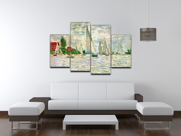 Sailboats regatta in Argenteuil by Monet 4 Split Panel Canvas - Canvas Art Rocks - 3