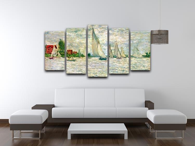 Sailboats regatta in Argenteuil by Monet 5 Split Panel Canvas - Canvas Art Rocks - 3