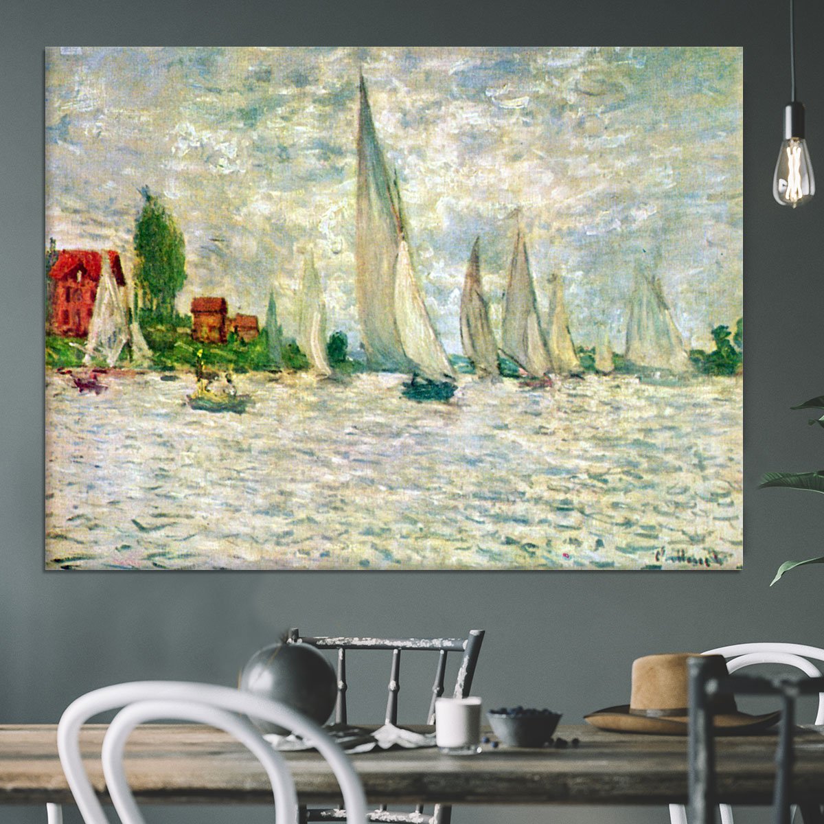 Sailboats regatta in Argenteuil by Monet Canvas Print or Poster