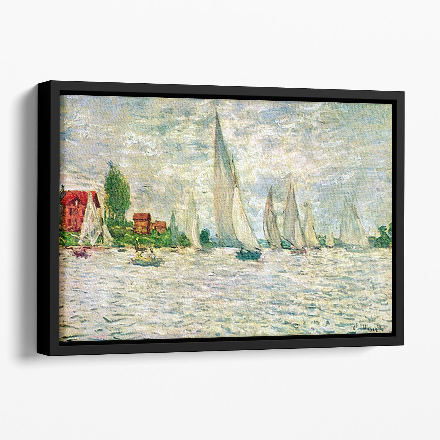 Sailboats regatta in Argenteuil by Monet Floating Framed Canvas