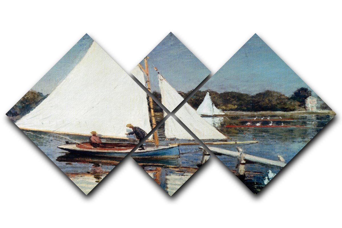 Sailing At Argenteuil 2 by Monet 4 Square Multi Panel Canvas  - Canvas Art Rocks - 1
