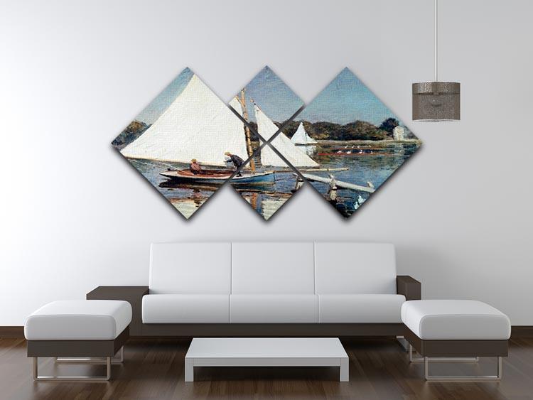 Sailing At Argenteuil 2 by Monet 4 Square Multi Panel Canvas - Canvas Art Rocks - 3