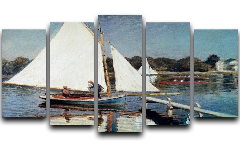 Sailing At Argenteuil 2 by Monet 5 Split Panel Canvas  - Canvas Art Rocks - 1