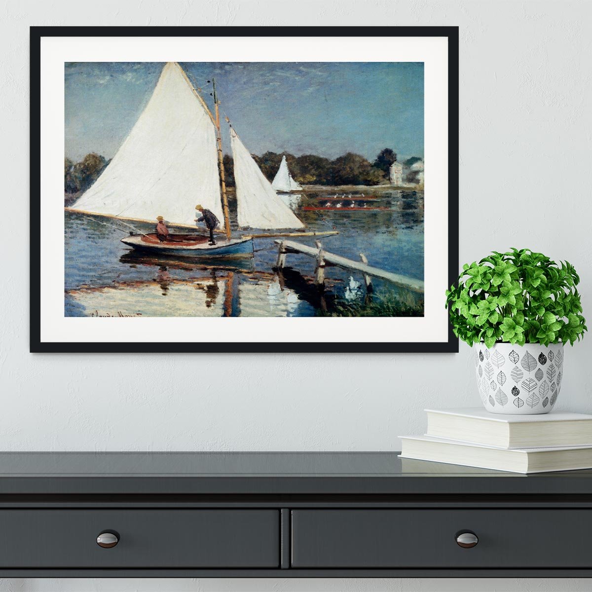 Sailing At Argenteuil 2 by Monet Framed Print - Canvas Art Rocks - 1