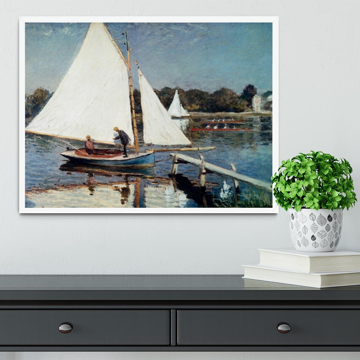 Sailing At Argenteuil 2 by Monet Framed Print - Canvas Art Rocks -6