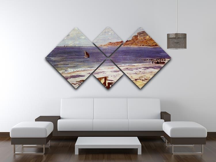 Sailing At Sainte Adresse by Monet 4 Square Multi Panel Canvas - Canvas Art Rocks - 3