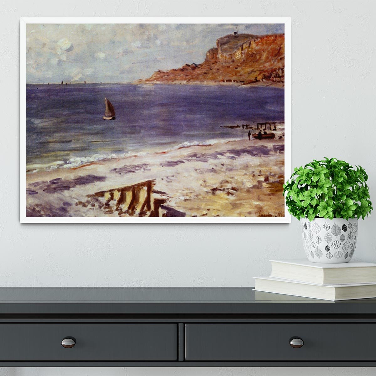 Sailing At Sainte Adresse by Monet Framed Print - Canvas Art Rocks -6