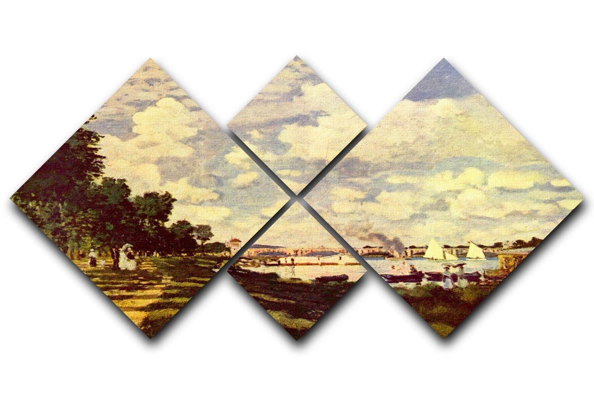Sailing at Argenteuil by Monet 4 Square Multi Panel Canvas  - Canvas Art Rocks - 1