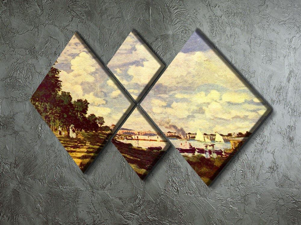 Sailing at Argenteuil by Monet 4 Square Multi Panel Canvas - Canvas Art Rocks - 2