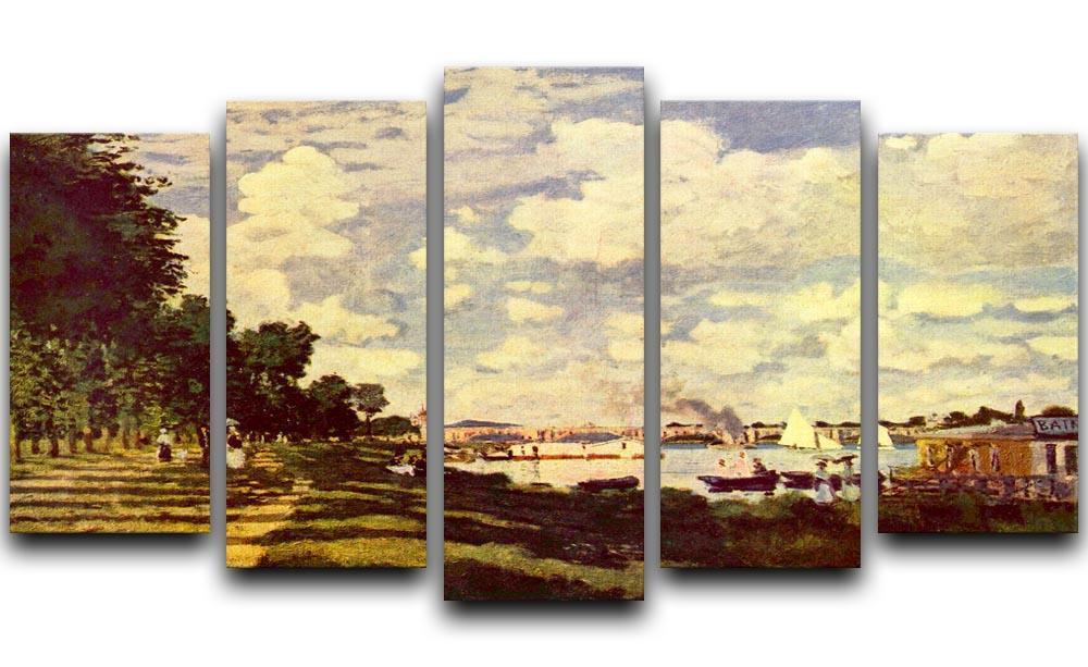Sailing at Argenteuil by Monet 5 Split Panel Canvas  - Canvas Art Rocks - 1