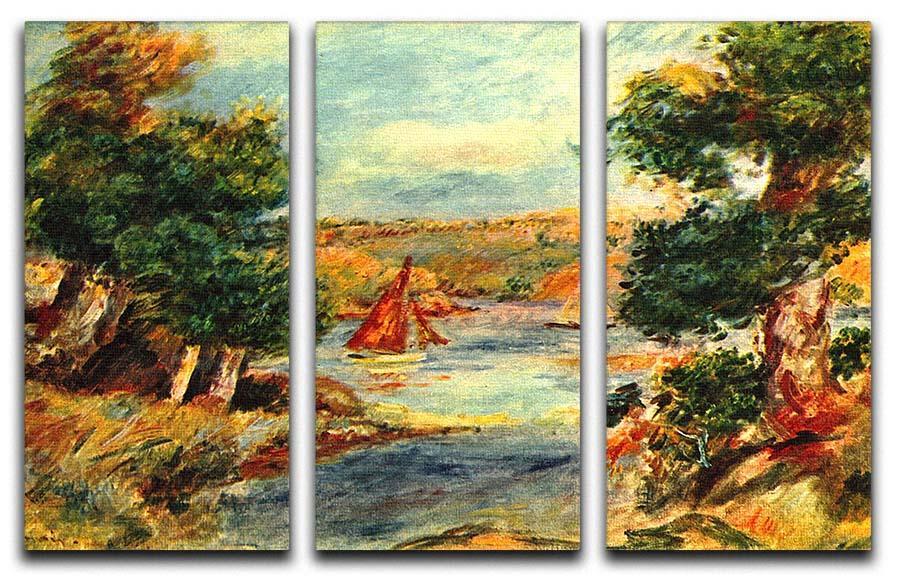 Sailing boats in Cagnes by Renoir 3 Split Panel Canvas Print - Canvas Art Rocks - 1