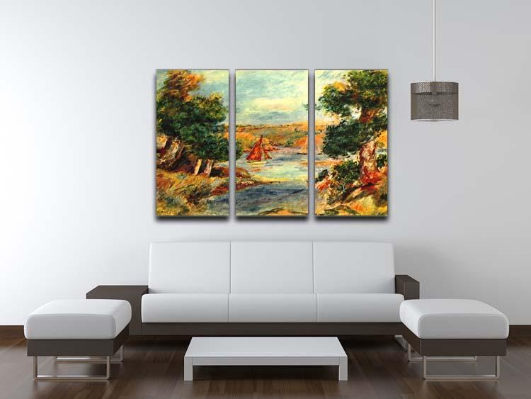 Sailing boats in Cagnes by Renoir 3 Split Panel Canvas Print - Canvas Art Rocks - 3
