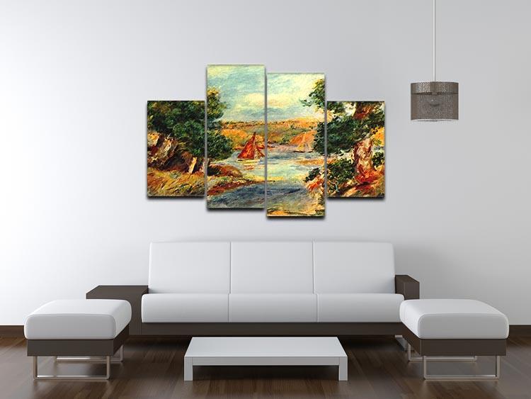 Sailing boats in Cagnes by Renoir 4 Split Panel Canvas - Canvas Art Rocks - 3