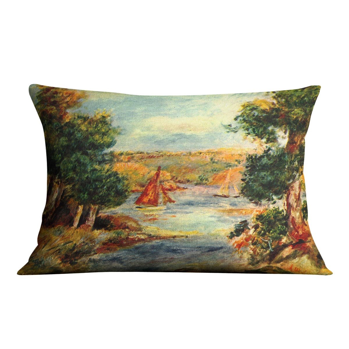 Sailing boats in Cagnes by Renoir Throw Pillow