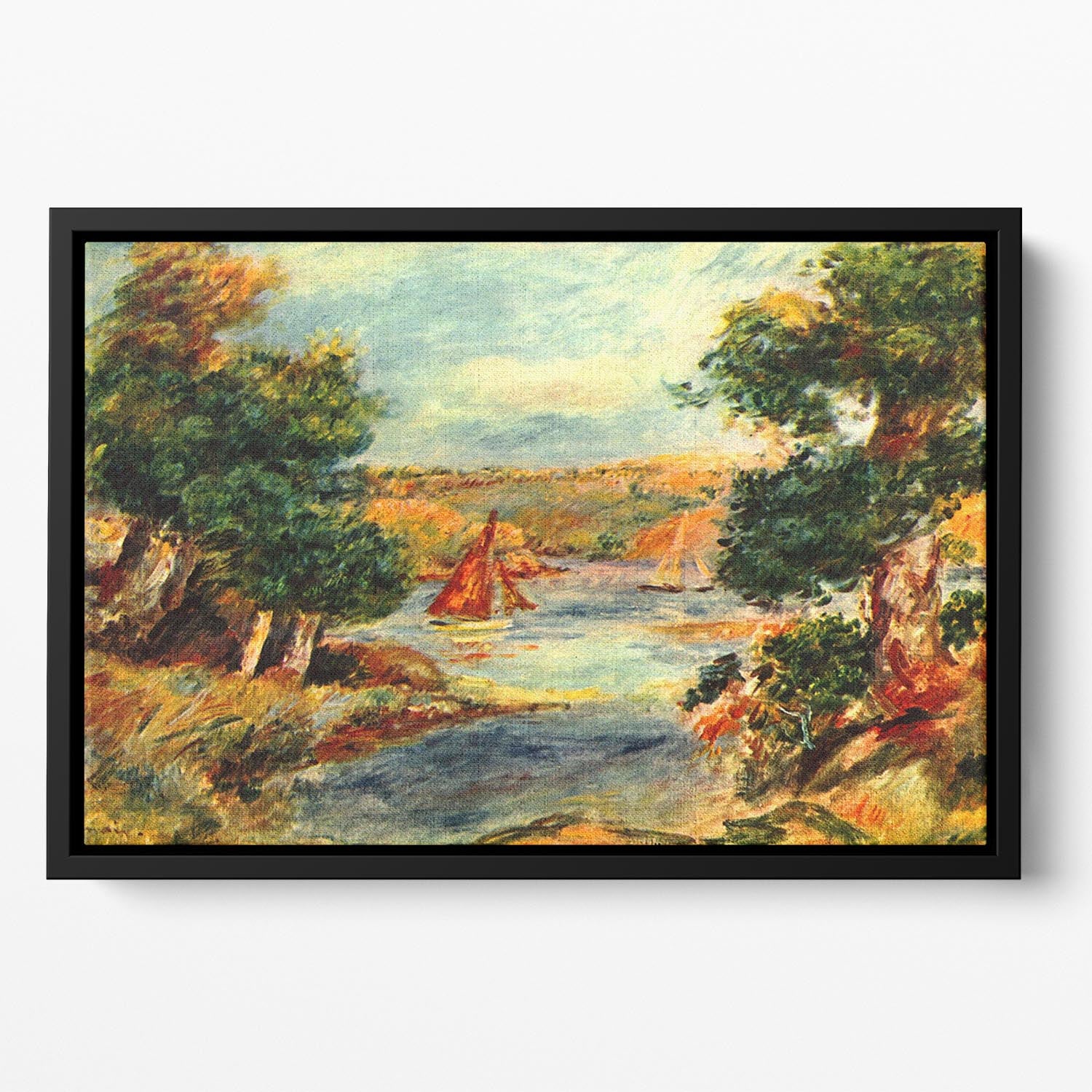 Sailing boats in Cagnes by Renoir Floating Framed Canvas
