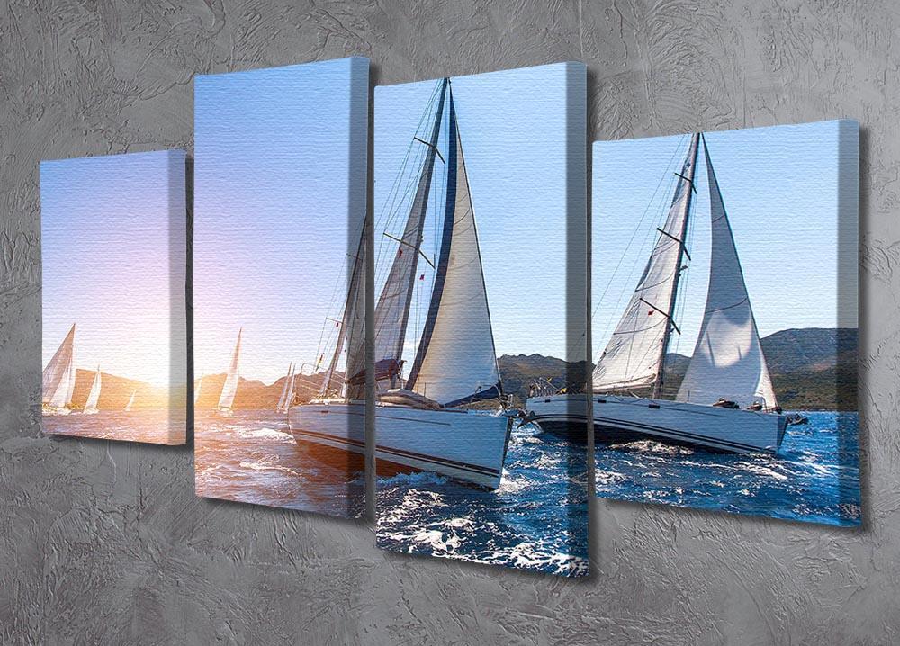 Sailing in the wind through the waves at the Sea 4 Split Panel Canvas  - Canvas Art Rocks - 2