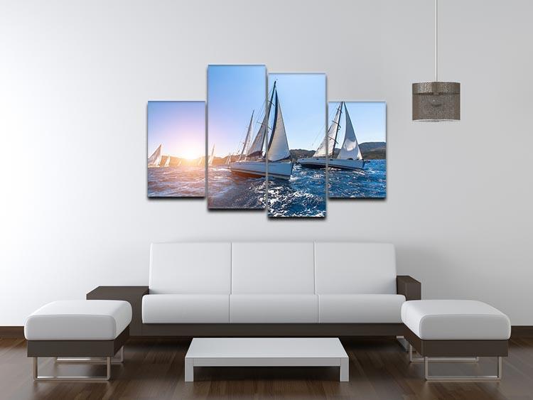 Sailing in the wind through the waves at the Sea 4 Split Panel Canvas  - Canvas Art Rocks - 3