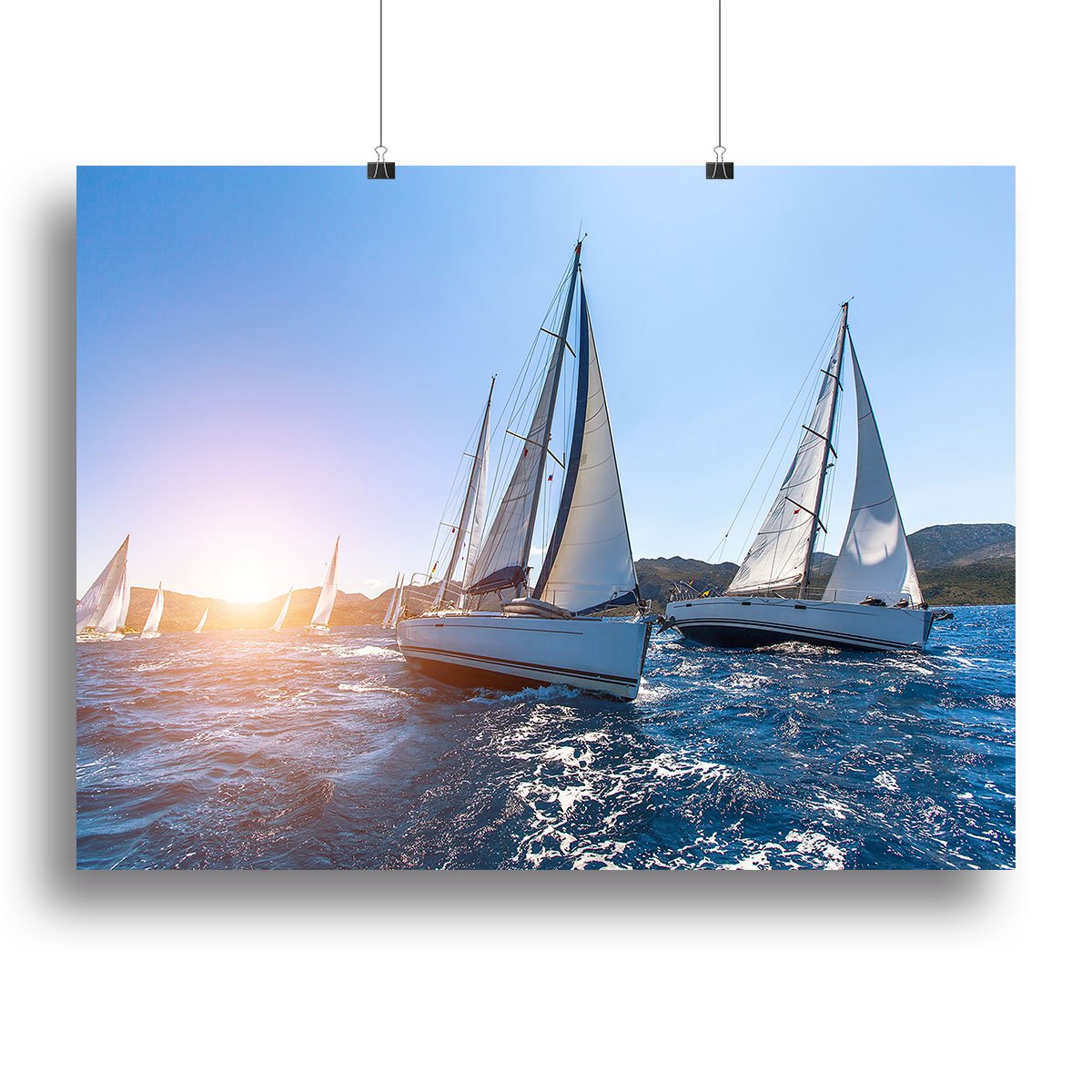 Sailing in the wind through the waves at the Sea Canvas Print or Poster