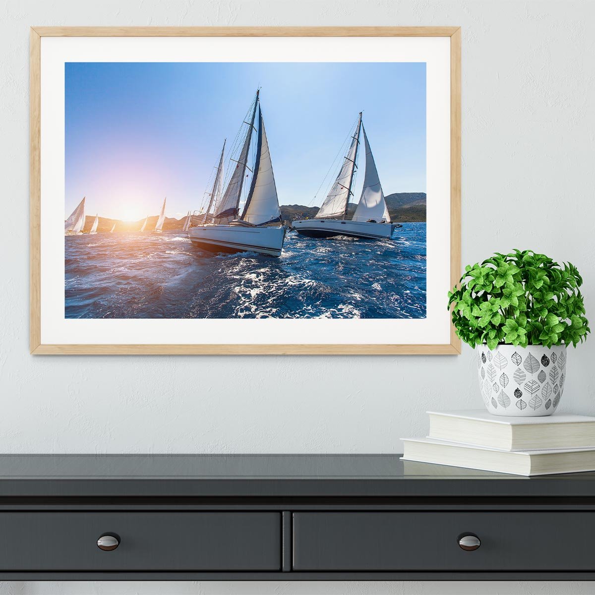 Sailing in the wind through the waves at the Sea Framed Print - Canvas Art Rocks - 3