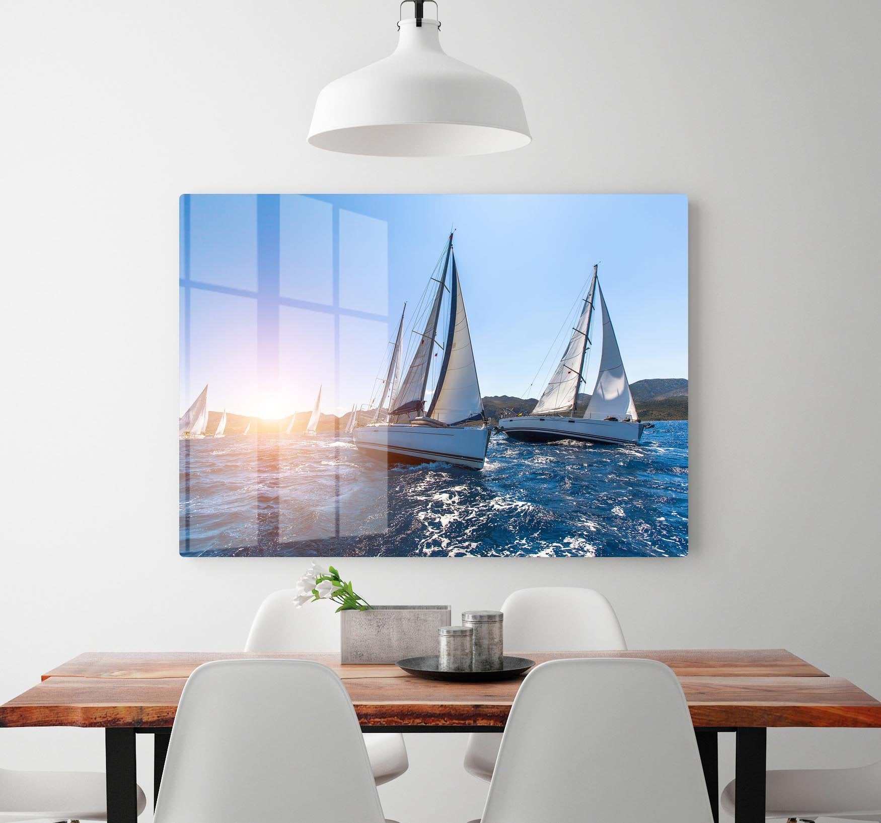 Sailing in the wind through the waves at the Sea HD Metal Print