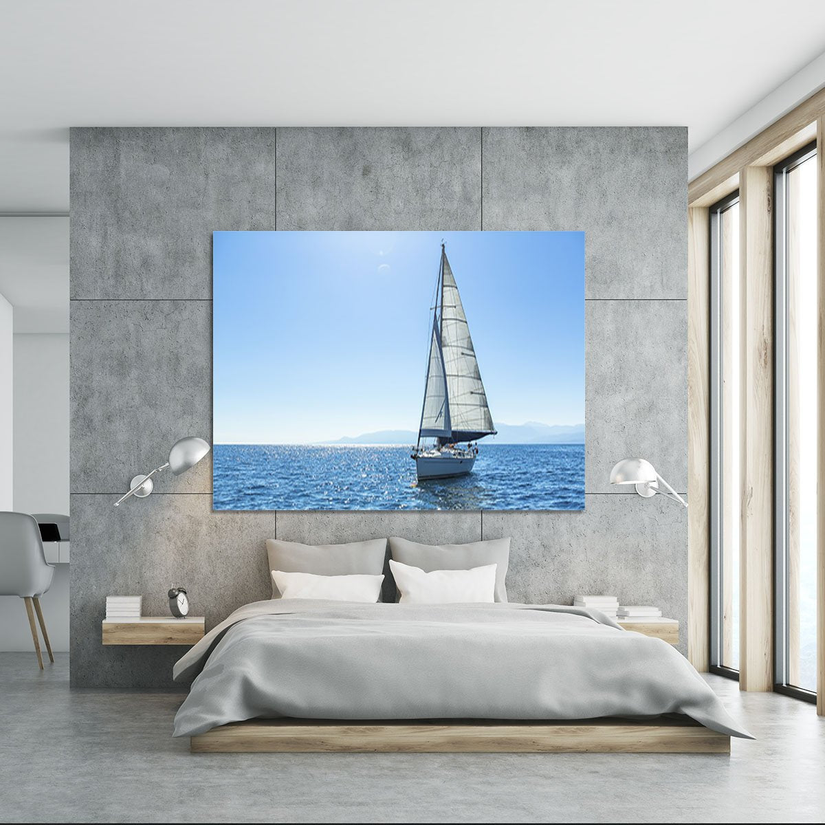 Sailing ship yachts with white sails Canvas Print or Poster