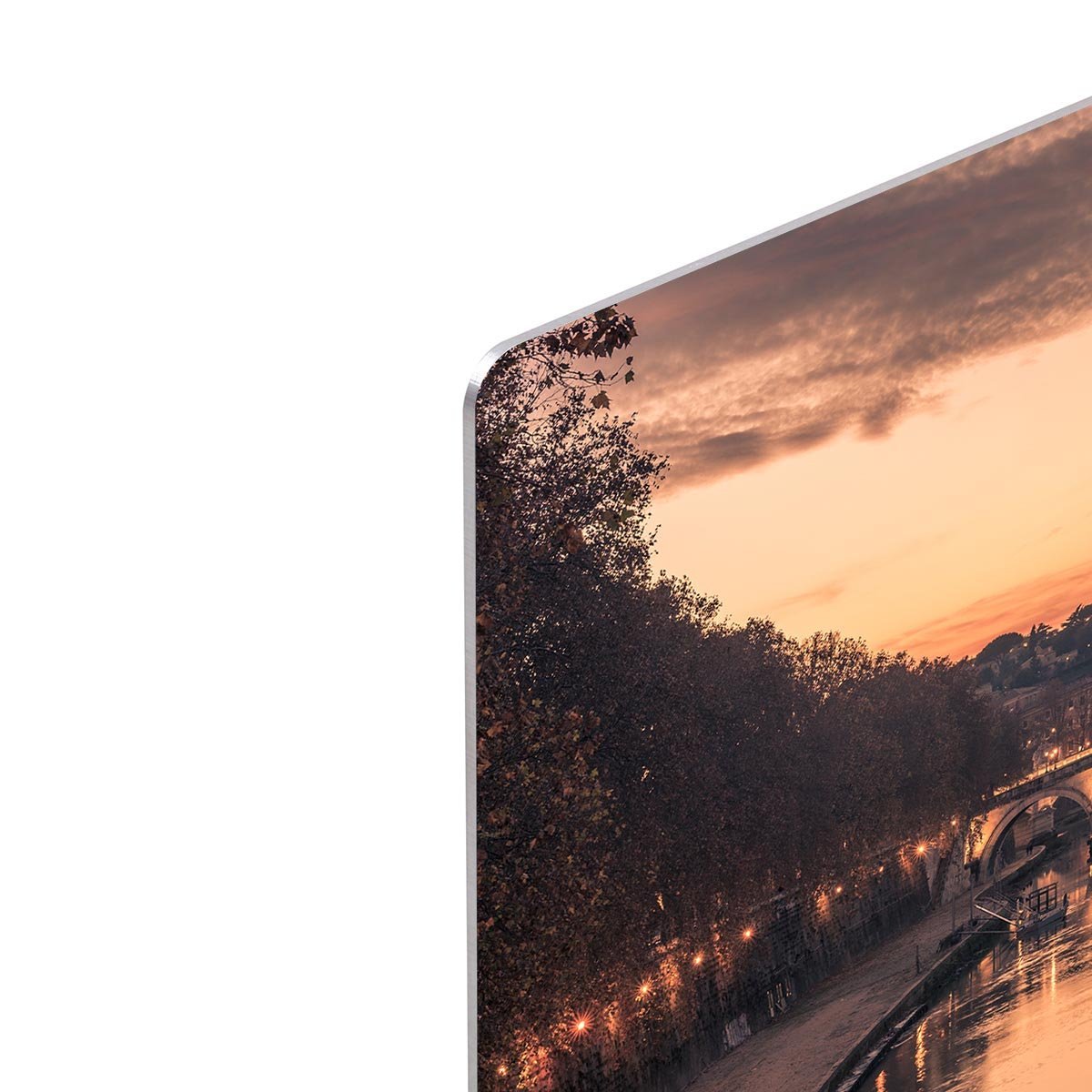 Saint Angelo Bridge and Tiber River in the sunset HD Metal Print