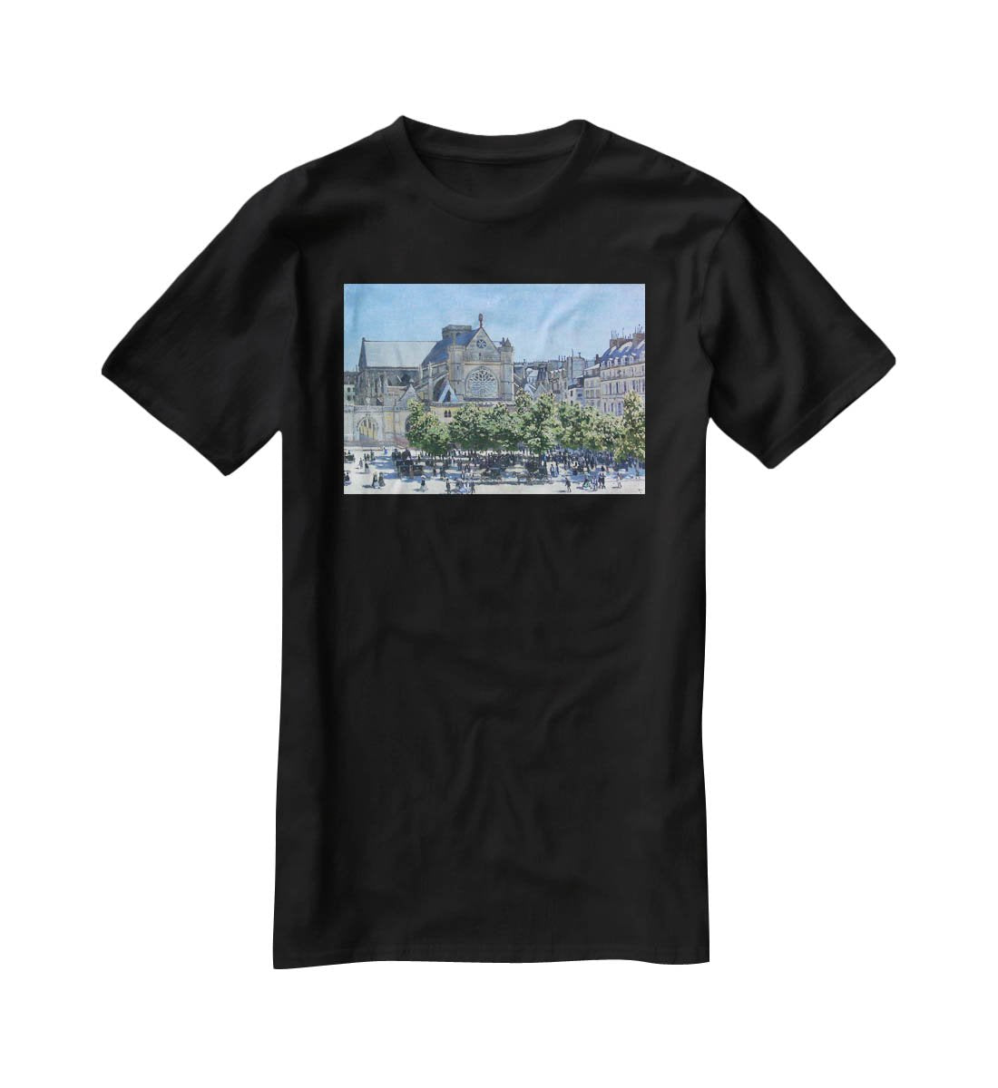 Saint Germain Auxerrois Paris 1867 by Monet T-Shirt - Canvas Art Rocks - 1