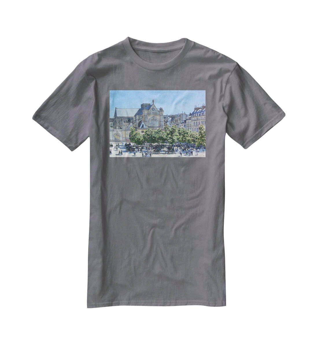 Saint Germain Auxerrois Paris 1867 by Monet T-Shirt - Canvas Art Rocks - 3