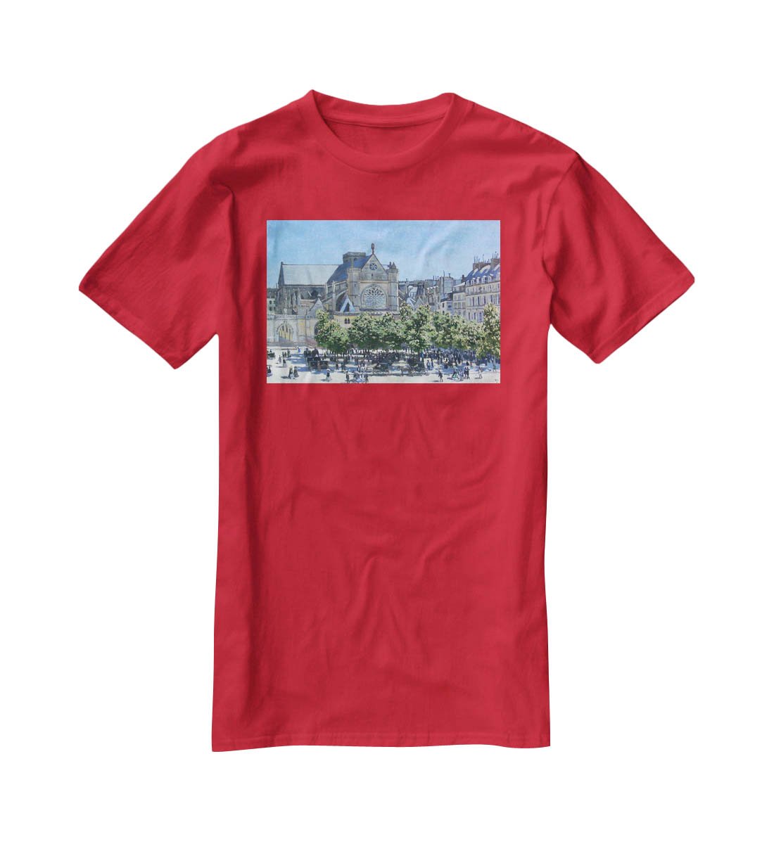 Saint Germain Auxerrois Paris 1867 by Monet T-Shirt - Canvas Art Rocks - 4
