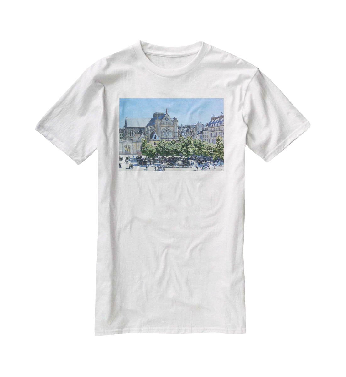 Saint Germain Auxerrois Paris 1867 by Monet T-Shirt - Canvas Art Rocks - 5